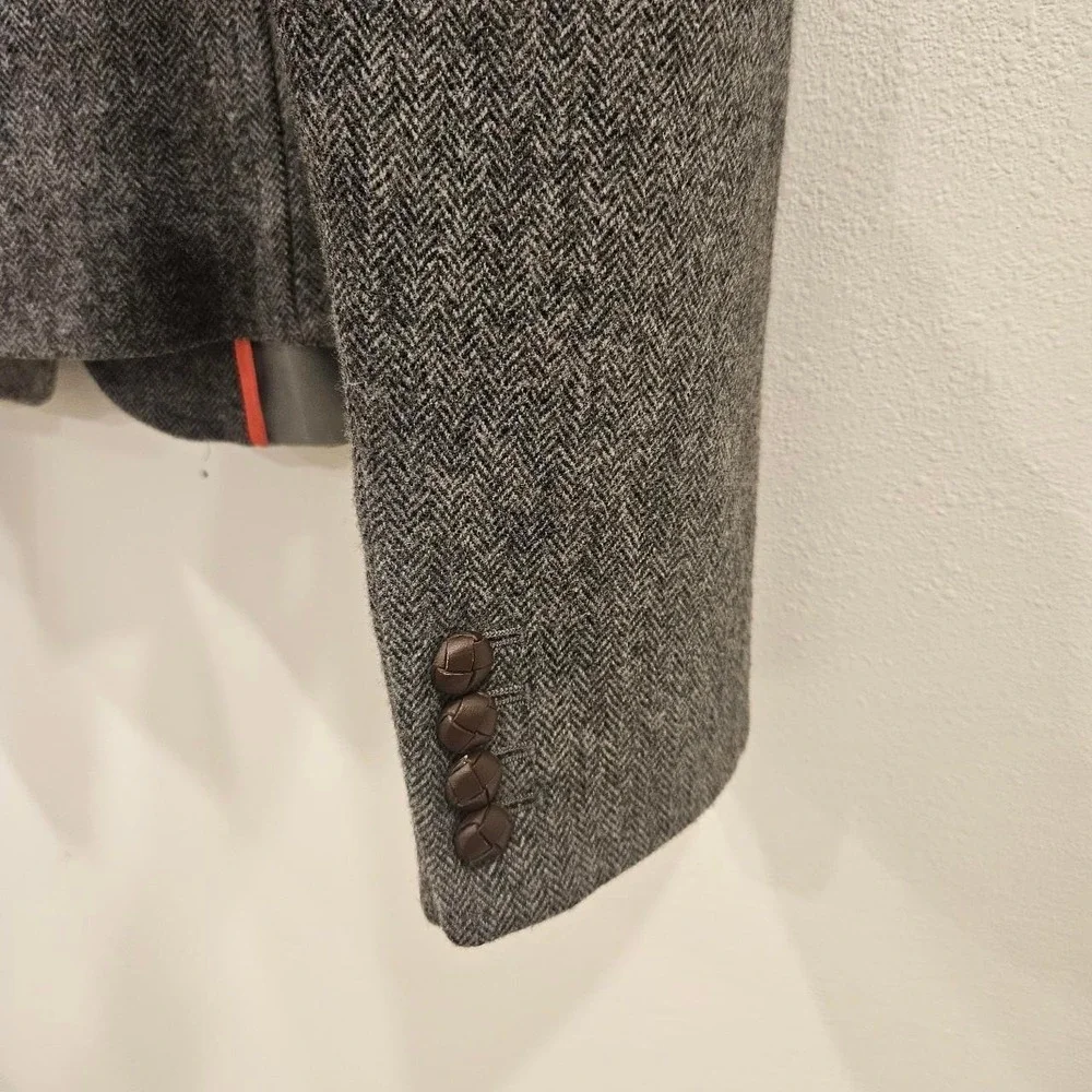 J Crew Blazer Womens 8 Gray Herringbone Bella Jacket Academia Y2K Tailored